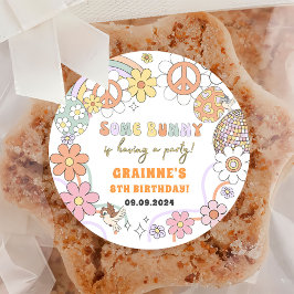 Adesivo Redondo Festa de aniversário de Páscoa Engraçado Groovy