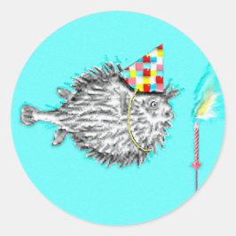 Adesivo Redondo Festa de aniversário de peixes