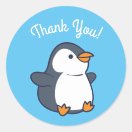 Adesivo Redondo Festa de aniversário de pinguim