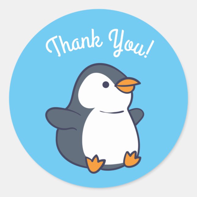 Adesivo Redondo Festa de aniversário de pinguim (Frente)