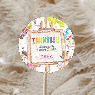 Adesivo Redondo Festa de aniversário de pintura de arte