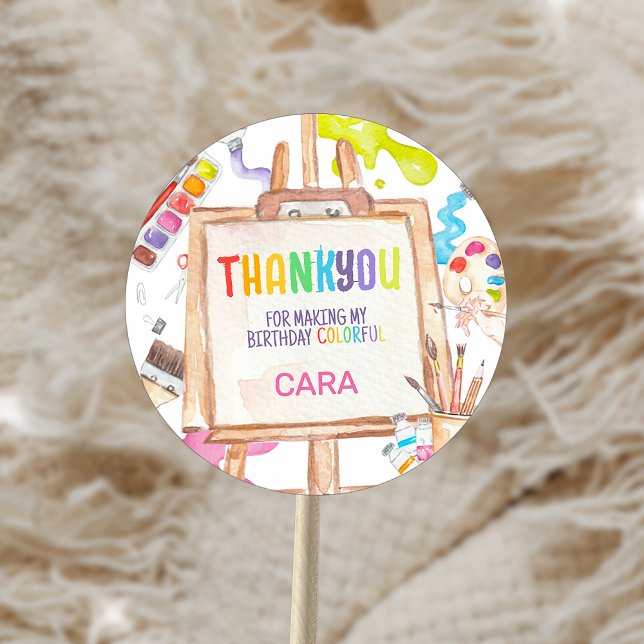 Adesivo Redondo Festa de aniversário de pintura de arte (Art Painting Birthday Party Sticker
)