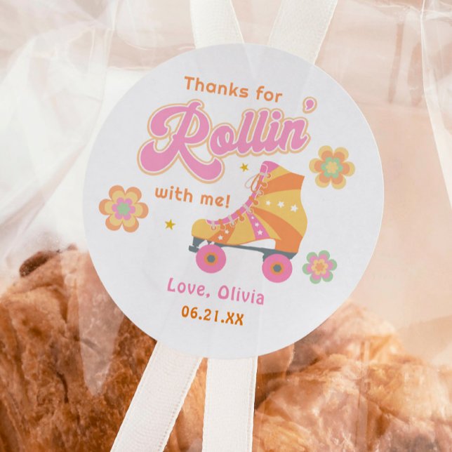 Adesivo Redondo Festa de aniversário de Pista da Disco Girl (Criador carregado)