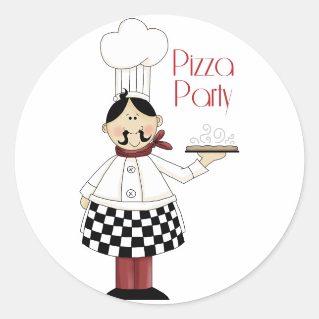 Adesivo Redondo Festa de aniversário de pizza (Frente)