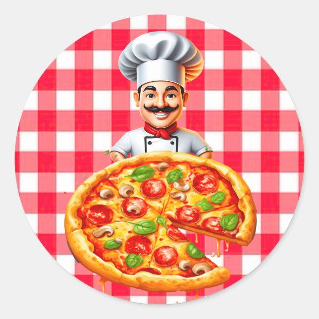 Adesivo Redondo Festa de aniversário de Pizza Kids (Frente)