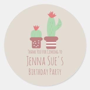 Adesivo Redondo Festa de aniversário de Plantas Potentes Modernas