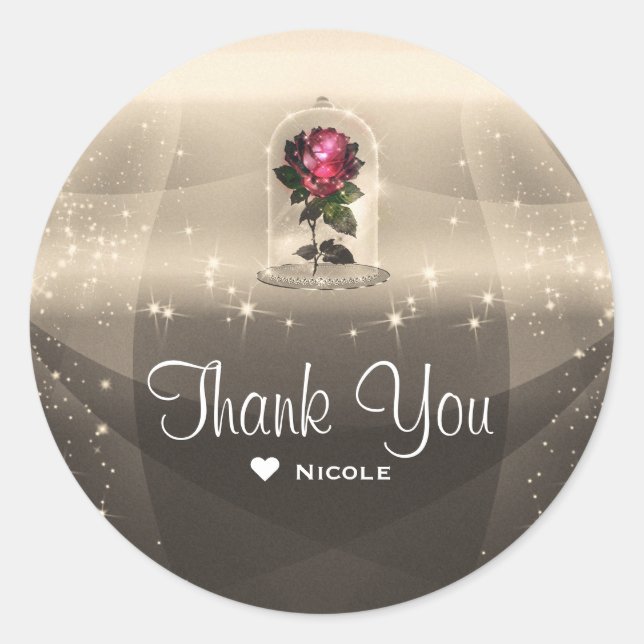 Adesivo Redondo Festa de aniversário de Rosa vermelha Magnética En (Frente)