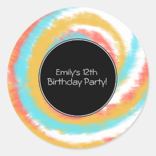 Adesivo Redondo Festa de aniversário de Swirl Summer Tie