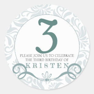 Adesivo Redondo Festa de aniversário de turquesa elegante