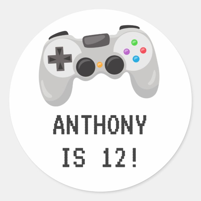 Adesivo Redondo Festa de aniversário de videos games (Frente)