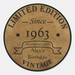 Adesivo Redondo Festa de aniversário de vinheta personalizada