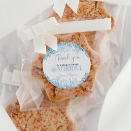 Adesivo Redondo Festa de aniversário de Winter Onederland Obrigado