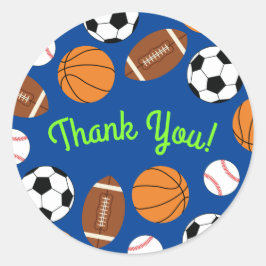 Adesivo Redondo Festa de aniversário desportiva, crianças, corcund