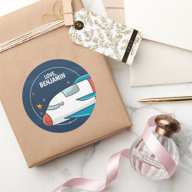 Adesivo Redondo Festa de aniversário do Astronauta do Espaço Exter (Presentear)