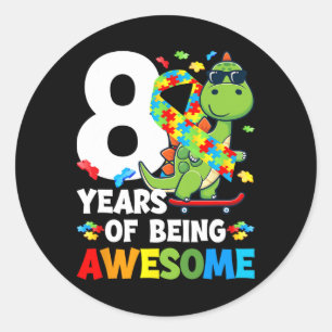 Adesivo Redondo festa de aniversário do Autismo 8 anos