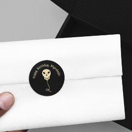 Adesivo Redondo Festa de aniversário do balão do crânio