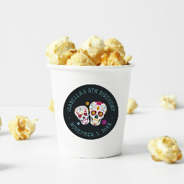 Adesivo Redondo Festa de aniversário do Dia de los Muertos Sugar S