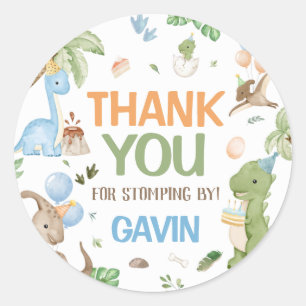 Adesivo Redondo Festa de aniversário do Dinossauro Cuta Jurássico