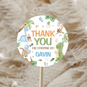 Adesivo Redondo Festa de aniversário do Dinossauro Cuta Jurássico