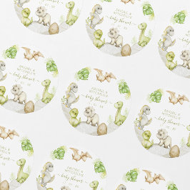 Adesivo Redondo Festa de aniversário do Dinossauro de Aquarela