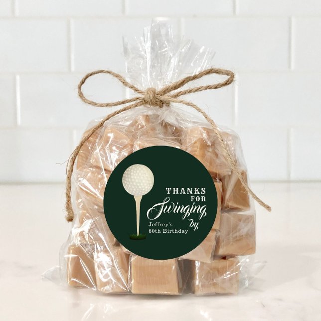 Adesivo Redondo Festa de aniversário do Golfe dos Homens - Obrigad (Criador carregado)