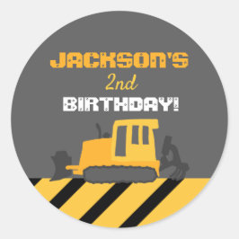 Adesivo Redondo Festa de aniversário do Gráfico de Construção
