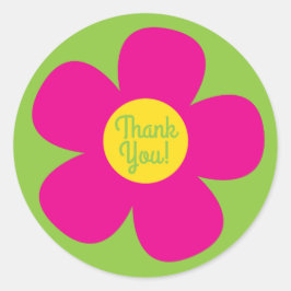 Adesivo Redondo Festa de aniversário do Hippie Flower Kid