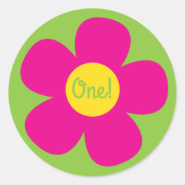 Adesivo Redondo Festa de aniversário do Hippie Flower Kid