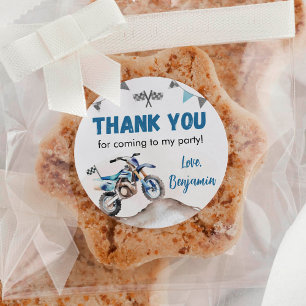 Adesivo Redondo Festa de Aniversário do Menino da Moto Azul na Lam