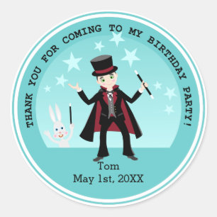 Adesivo Redondo Festa de aniversário do miúdo do mágico