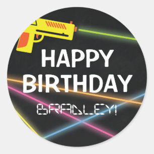 ADESIVO REDONDO FESTA DE ANIVERSÁRIO DO TAG DO LASER DOS MIÚDOS