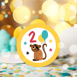 Adesivo Redondo Festa de aniversário do tesouro pirata do macaco p