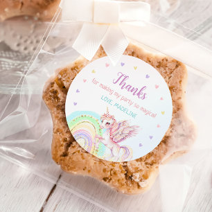 Adesivo Redondo Festa de aniversário Dourada Mágica do Arco-Íris U