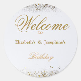 Adesivo Redondo Festa de aniversário Dupla Junta Adulta | Dourado 