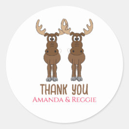 Adesivo Redondo Festa de Aniversário Engraçado Obrigado Moose