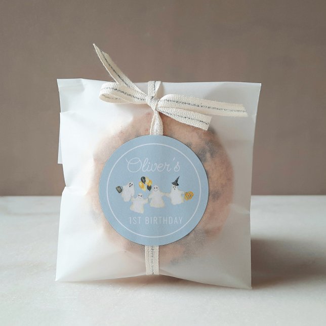 Adesivo Redondo Festa de aniversário Fantasma do Boy Halloween (Criador carregado)