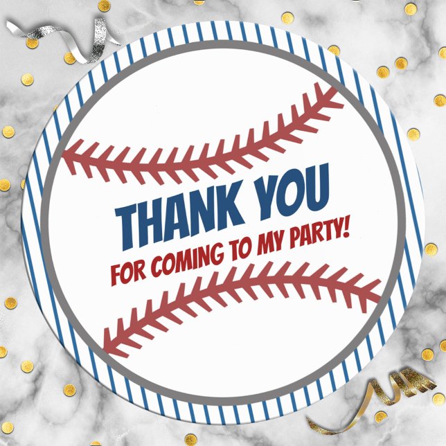 Adesivo Redondo Festa de aniversário Favor Baseball Sticker (Criador carregado)