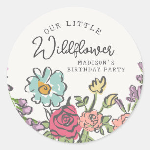 Adesivo Redondo Festa de aniversário Floral Brilhante do Partido J