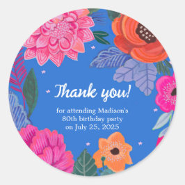 Adesivo Redondo Festa de aniversário Floral Brilho