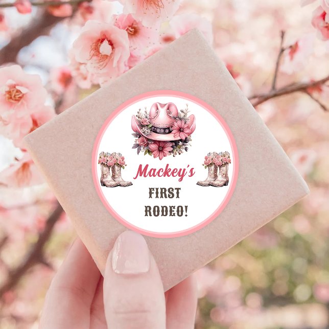 Adesivo Redondo Festa de aniversário Floral de Cowgirl da Rússia O (Criador carregado)