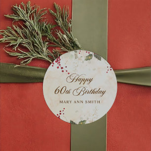 Adesivo Redondo Festa de aniversário Floral do Red Poinsettia