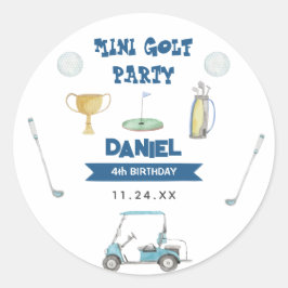 Adesivo Redondo Festa de aniversário Golf Boy