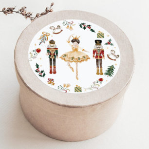 Adesivo Redondo festa de aniversário infantil bailarina quebra-noz