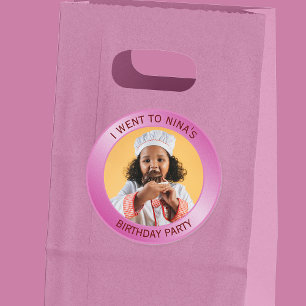 Adesivo Redondo Festa de Aniversário Infantil Convidados Rosa