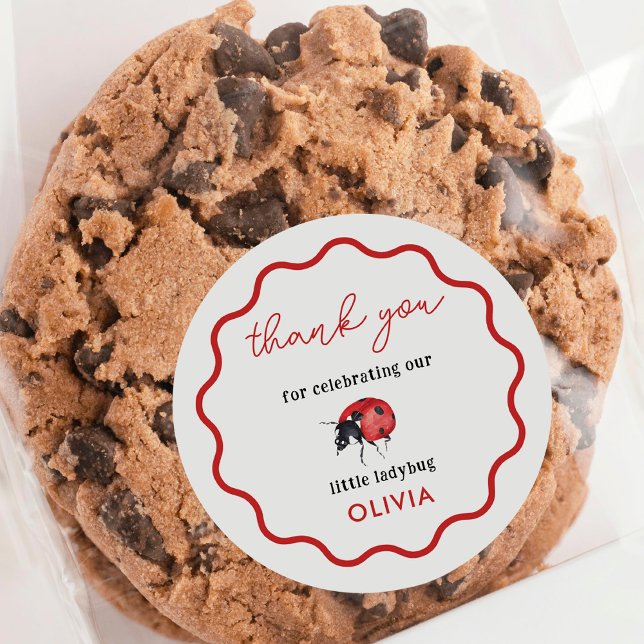 Adesivo Redondo Festa de aniversário Ladybug Obrigado (Criador carregado)