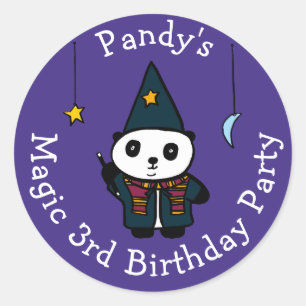 Adesivo Redondo Festa de Aniversário Mágica Personalizada do Pandy