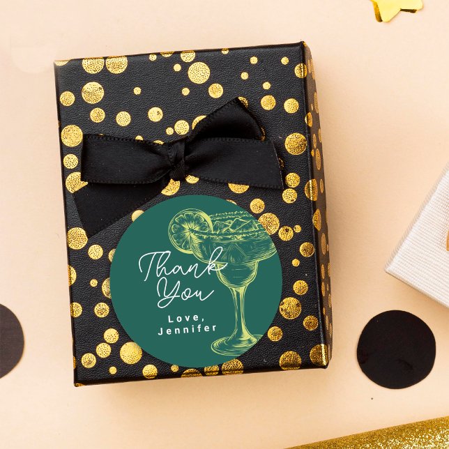 Adesivo Redondo Festa de aniversário Margarita Fiesta Verde Modern (Criador carregado)