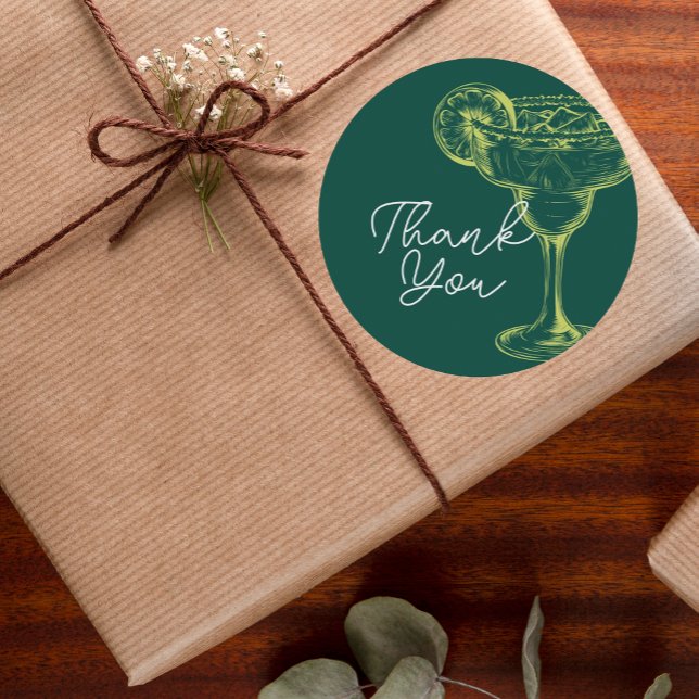 Adesivo Redondo Festa de aniversário Margarita Fiesta Verde Modern (Criador carregado)