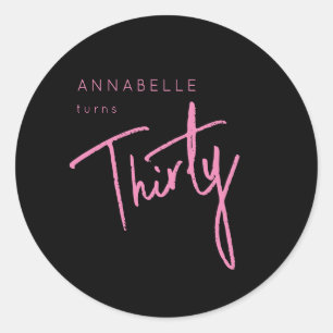 Adesivo Redondo Festa de aniversário Moderna dos 30 anos Trigésimo