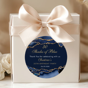 Adesivo Redondo Festa de Aniversário Moderno 30 Tons de Azul